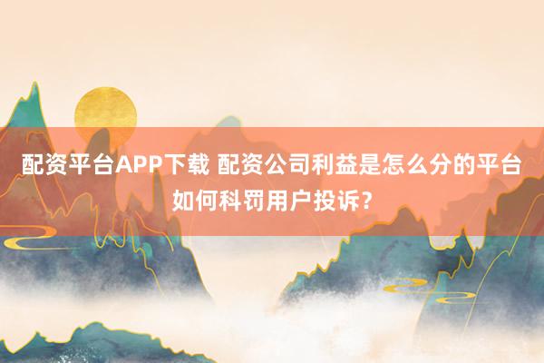 配资平台APP下载 配资公司利益是怎么分的平台如何科罚用户投诉？