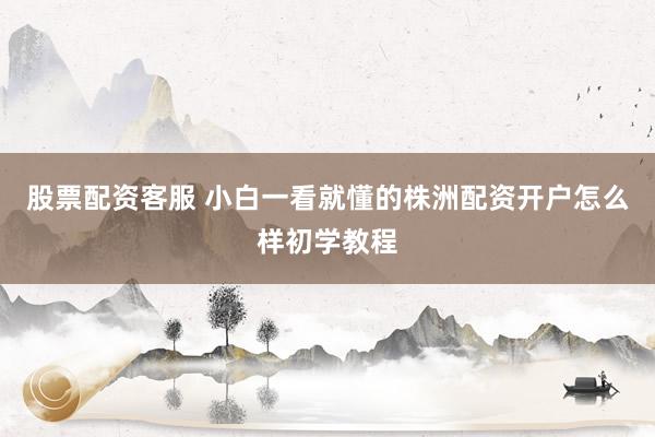 股票配资客服 小白一看就懂的株洲配资开户怎么样初学教程