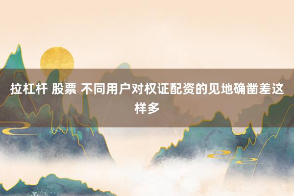 拉杠杆 股票 不同用户对权证配资的见地确凿差这样多