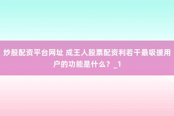 炒股配资平台网址 成王人股票配资利若干最吸援用户的功能是什么？_1